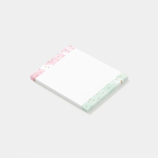 Mint Pink Gold Ombre Confetti Post-it® Notes (Schuin)