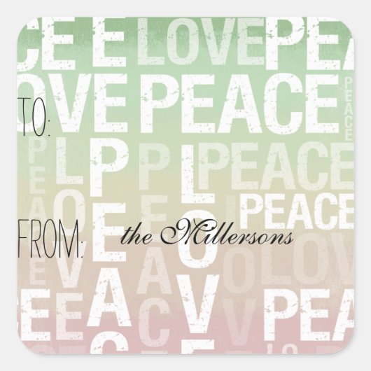 Mint Pink Ombre Liefde Peace Gift Label (Voorkant)