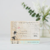 Mint Pink Rich Gold Damask Birdcage Wedding RSVP (Staand voorkant)