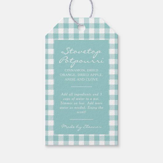 Mint Plaid Simmerpot Kit Cadeaulabel (Voorkant)