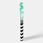 Mint Polka Dots Black Chevron Monogram Case-Mate iPhone Case (Achterkant / Links)