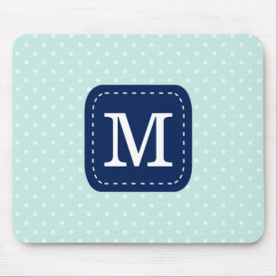 Mint Polka Dots Pattern met Personalized Monogram Muismat