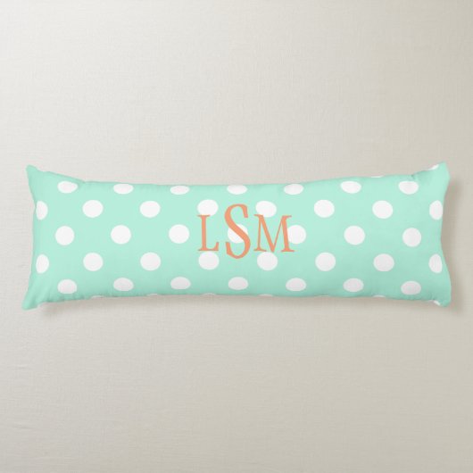 Mint polka stippen aangepaste lichaam kussen (Voorkant)