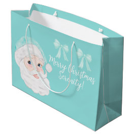 Mint Preppy Mint Santa Hat Gepersonaliseerde Kerst Groot Cadeauzakje