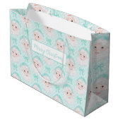 Mint Preppy Roze Pet Santa Mint Bows Polka Dot Groot Cadeauzakje (Achterkant Gekanteld)