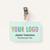 Mint PVC Naam Badge met Logo Clip Reel of Lanyard (Voorkant met clip)