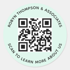 Mint QR Code Stickers Aangepaste Bedrijfsnaam Rond