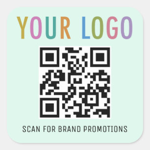 Mint QR Code Stickers voor Website met Logo Square
