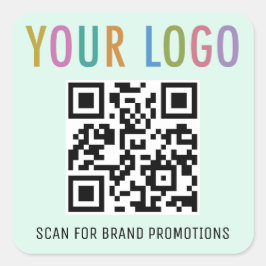 Mint QR Code Stickers voor Website met Logo Square