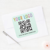 Mint QR-code-stickers voor website met vierkant lo Vierkante Sticker (Envelop)