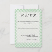 Mint Quatrefoil Bruiloft RSVP