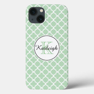 Mint Quatrefoil iPhone 13 Hoesje