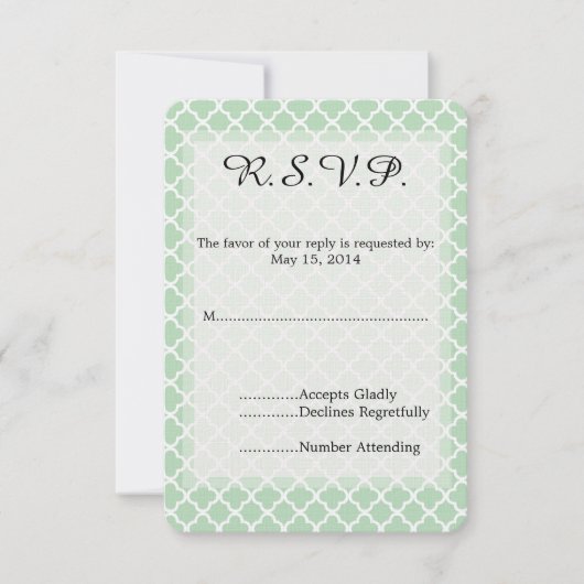 Mint Quatrefoil Wedding RSVP (Devant)