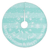 Mint Reindeer Forest kerst op maat Fleece Kerstboom Rok (Voorkant)