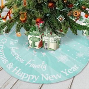 Mint Reindeer Forest kerst op maat Fleece Kerstboom Rok