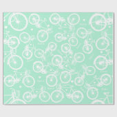 Mint Retro Bicycle Boy's Name op Cadeaupapier (Vlak)