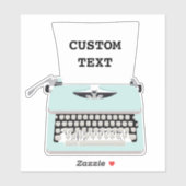 Mint Retro typemachine en aangepaste tekst Sticker (Vel)