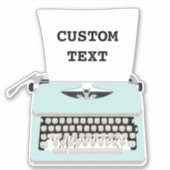 Mint Retro typemachine en aangepaste tekst Sticker (Voorkant)