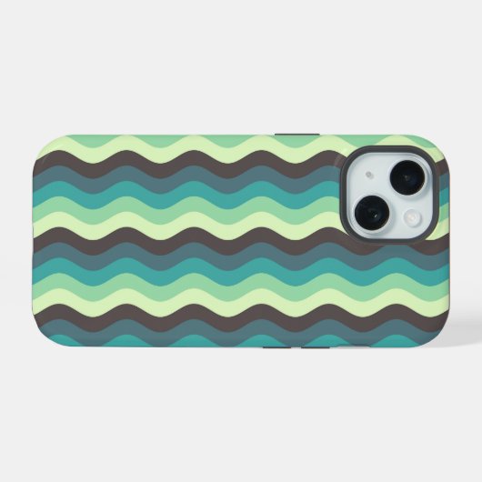 Mint Ripple Waves Iphone Case iPhone 15 Hoesje (Achterkant horizontaal)