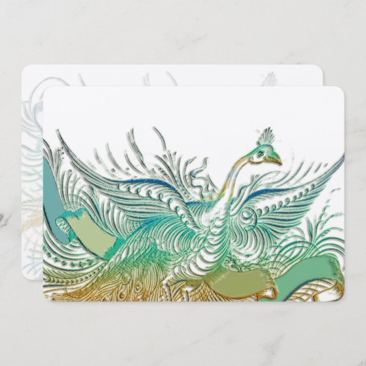 Mint  Romantic Peacock Birds Wedding Kaart (Voorkant / Achterkant)