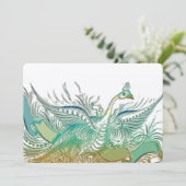 Mint  Romantic Peacock Birds Wedding Kaart (Staand voorkant)