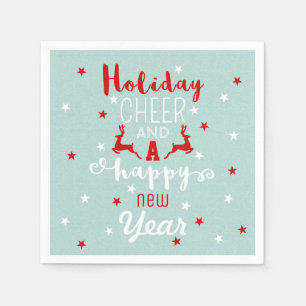 Mint Rood Wit Kerstmis Typografie Vakantie Cheer Servetten