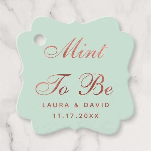Mint Roos Gold Wedding Elegant Script Persoonlijk Bedankjes Labels (Voorkant)