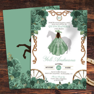 Mint Roos licht groen Western Ranch Quinceanera Kaart