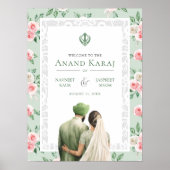 Mint rose Floral Anand Karaj Affiche de bienvenue (Devant)