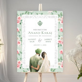 Mint rose Floral Anand Karaj Affiche de bienvenue
