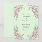 Mint Rosebud Bruiloft Kaart (Voorkant / Achterkant)
