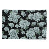 Mint Rosette Succulents Herhaal Afdrukken op zwart Kussensloop (Achterkant)