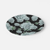 Mint Rosette Succulents Herhaal Afdrukken op zwart Papieren Bordje (Gekanteld)