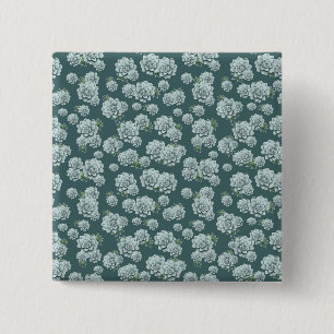 Mint Rosette Succulents Herhaalt Afdruk op Pine Gr Vierkante Button 5,1 Cm