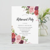 Mint & Roze Blush Floral Retirement Party Invite Kaart (Staand voorkant)