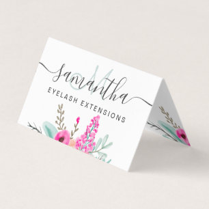 Mint roze florale waterverf oognazorg visitekaartjes
