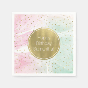 Mint Roze Goud Ombre Confetti Verjaardag Servetten