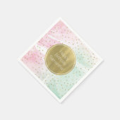 Mint Roze Goud Ombre Confetti Verjaardag Servetten (Hoek)