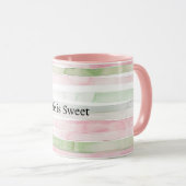 Mint Roze Strepen Life is Sweet Mok (Voorkant rechts)