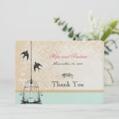 Mint Rustic Birdcage Wedding Invitations Bedankkaart (Staand voorkant)