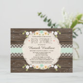 MINT RUSTIC FLORAL BOHO BABY SPRINKLE INVITATIE KAART (Staand voorkant)