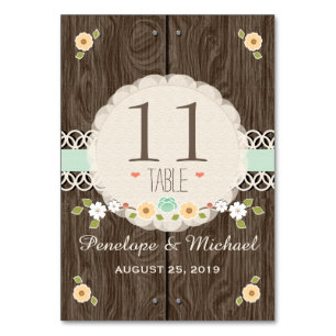 MINT RUSTIC FLORAL BOHO WEDDING TABEL NUMBER CARDS KAART