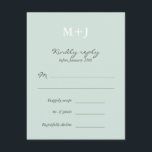 Mint Rustic Monogram Wreath Wedding RSVP réponse<br><div class="desc">Parfait pour un mariage de grange rustique avec une touche moderne,  cette suite mariage dispose d'une couronne de branches dessinée à la main et du monogramme du couple avec une typographie moderne et élégante.</div>