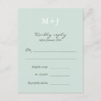 Mint Rustic Monogram Wreath Wedding RSVP réponse