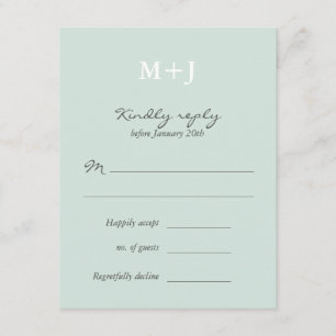 Mint Rustic Monogram Wreath Wedding RSVP réponse