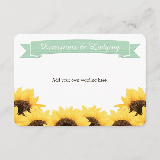 MINT RUSTIC SUNFLOWER ENCLOSURE INSERT INFORMATIEKAARTJE (Voorkant)