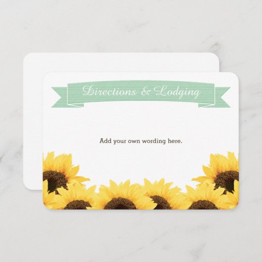 MINT RUSTIC SUNFLOWER ENCLOSURE INSERT INFORMATIEKAARTJE (Voorkant / Achterkant)