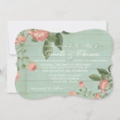 Mint Rustiek Elegant Hout Perzik Blush Rozen Kaart (Voorkant)