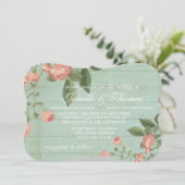 Mint Rustiek Elegant Hout  Perzik Blush Rozen Kaart (Staand voorkant)