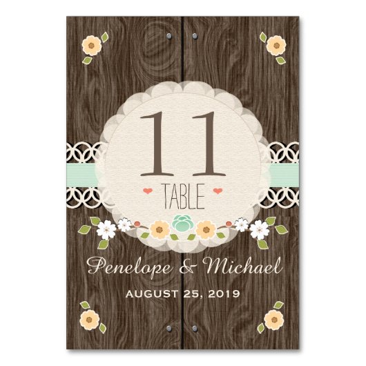 MINT RUSTIEKE BLOEMEN BOHO TROUWTAFEL NUMMER KAART (Voorkant)